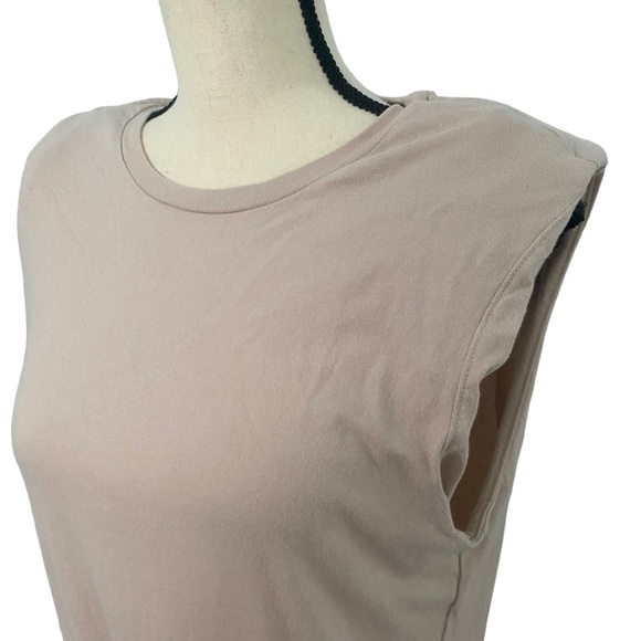 Abercrombie & Fitch Sz Medium Tan/Cream Shirt Dress Sleeveless Shoulder Pad Soft - Picture 3 of 11